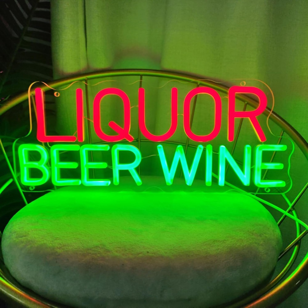 Wine In Beer Store - ป้ายไฟนีออน LED สำหรับตกแต่งผนังร้านเหล้า เบียร์ ไวน์ ไฟนีออน
