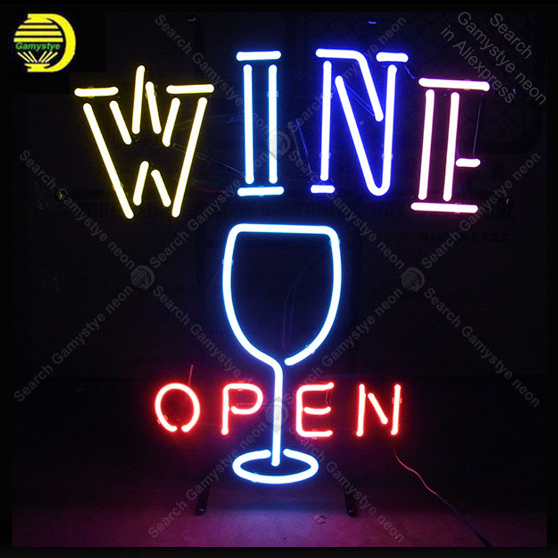 Wine In Beer Store - ป้ายนีออนสําหรับไวน์เปิดและถ้วยไวน์ Neon Art Home Improvement หัตถกรรม