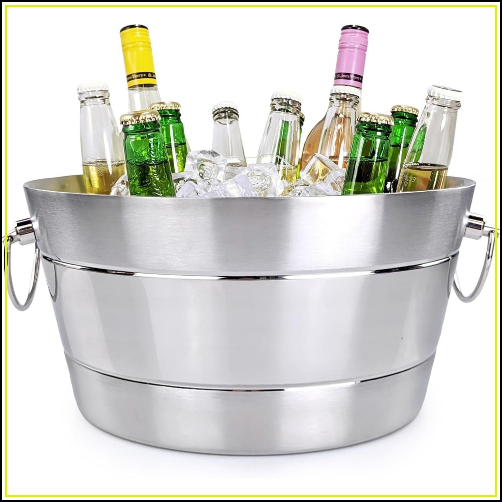 Wine Beer Images - ถังน้ำแข็งสแตนเลสสองชั้น ขนาด 12QT ป้องกันการรั่วซึม สำหรับงานปาร์ตี้ ไวน์