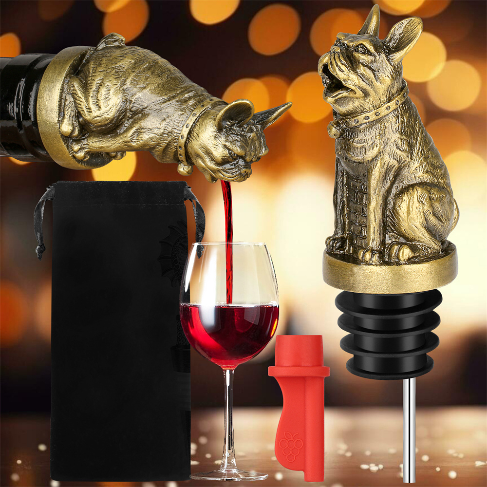 Wine Stopper Vacuum - น่ารัก French Bulldog ไวน์ Pouer ขวดแชมเปญขวดเครื่องดื่มซีลสูญญากาศงานแต่งงานเครื่องมือห้องครัว