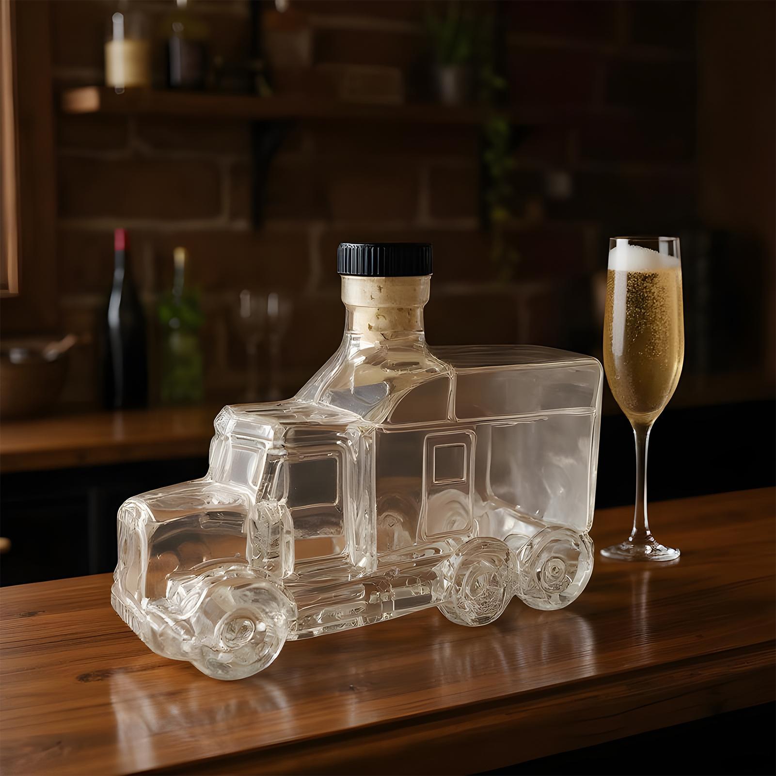 Wine Beer Truck - ขวดเหล้าตกแต่งขนาด 375 มล. ขวดเหล้าบูร์บอง ขวดวิสกี้ รูปทรงรถบรรทุกครึ่งคัน