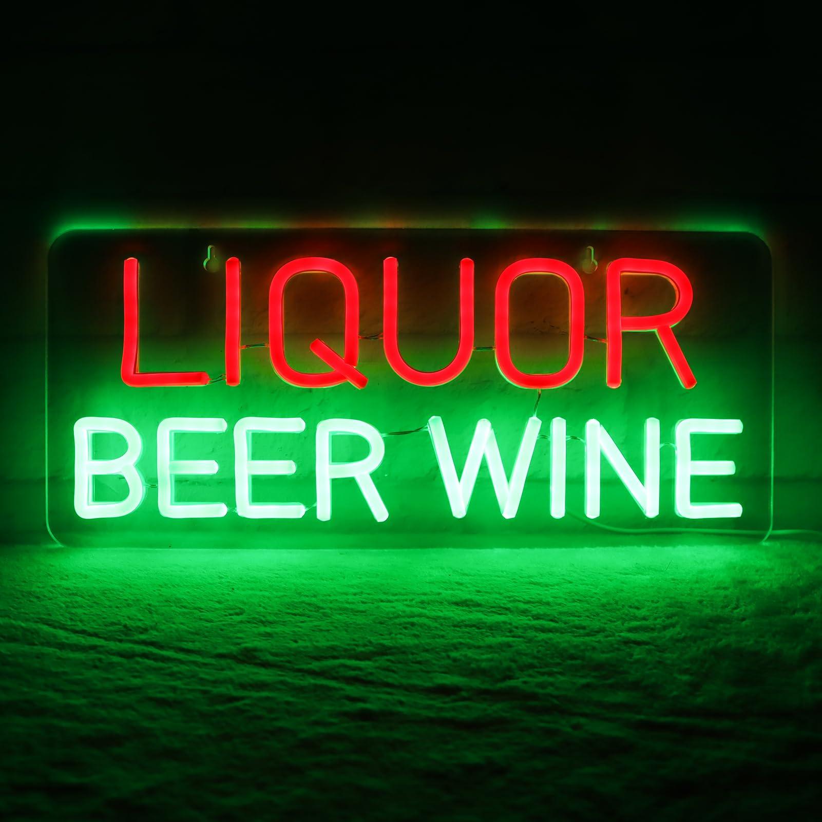 Wine In Beer Store - ป้ายนีออนเหล้า เบียร์ ไวน์ สำหรับตกแต่งผนัง ป้ายไฟ LED