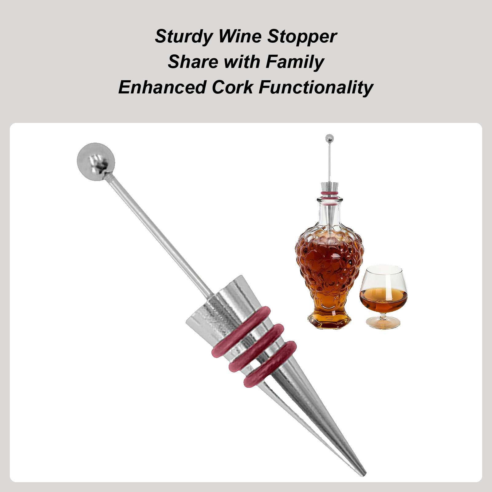 Wine Stopper Vacuum - จุกปิดขวดไวน์ โลหะผสม ซิลิโคน ใช้ซ้ำได้ อุปกรณ์ในบ้าน ปั๊มสุญญากาศสำหรับไวน์