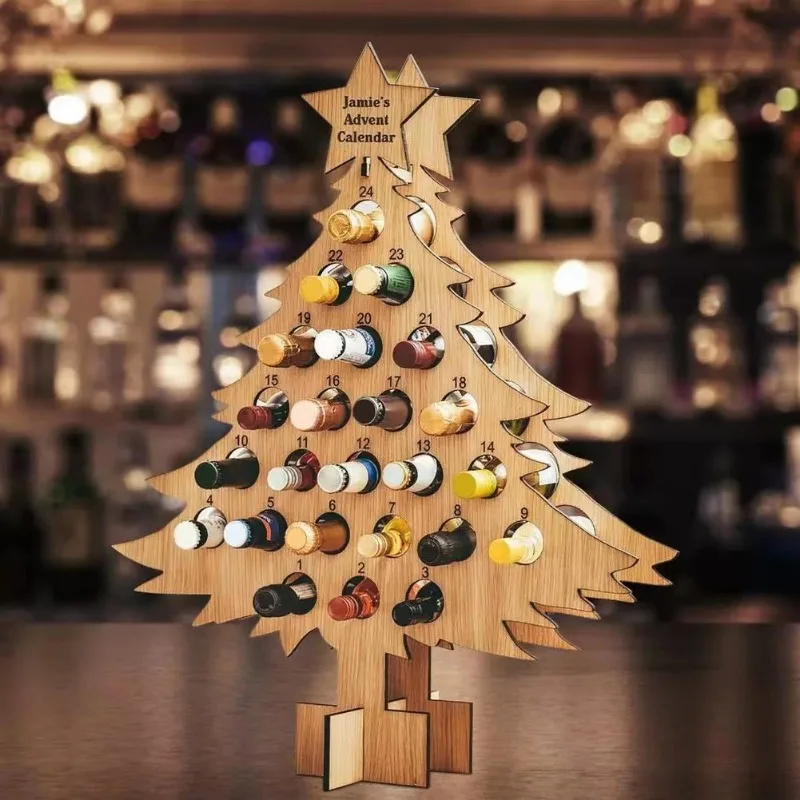 Wine Beer Rack - ชั้นวางแก้วไม้สำหรับตกแต่งงานปาร์ตี้เครื่องประดับที่เป็นไม้คริสต์มาสเก็บเบียร์ที่สนุกที่วางขวดน้ำติดรถจักรยานไวน์