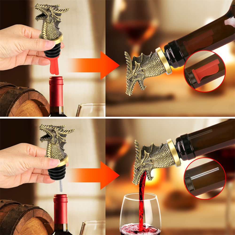 จุกปิดขวดไวน์ลายมังกร |   จุกป - Wine Stopper Vacuum บทวิจารณ์และราคา